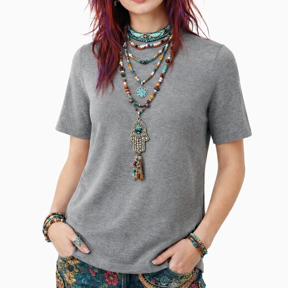 Pendleton Gray Short Sleeve Spring Style Turtle Neck Sweater, Size Medium - Picture 2 of 7